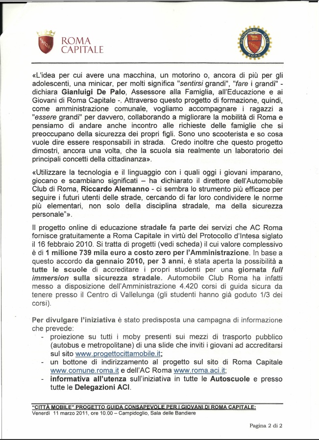 Progetto Citt Mobile - un corso di guida sicura per i giovani